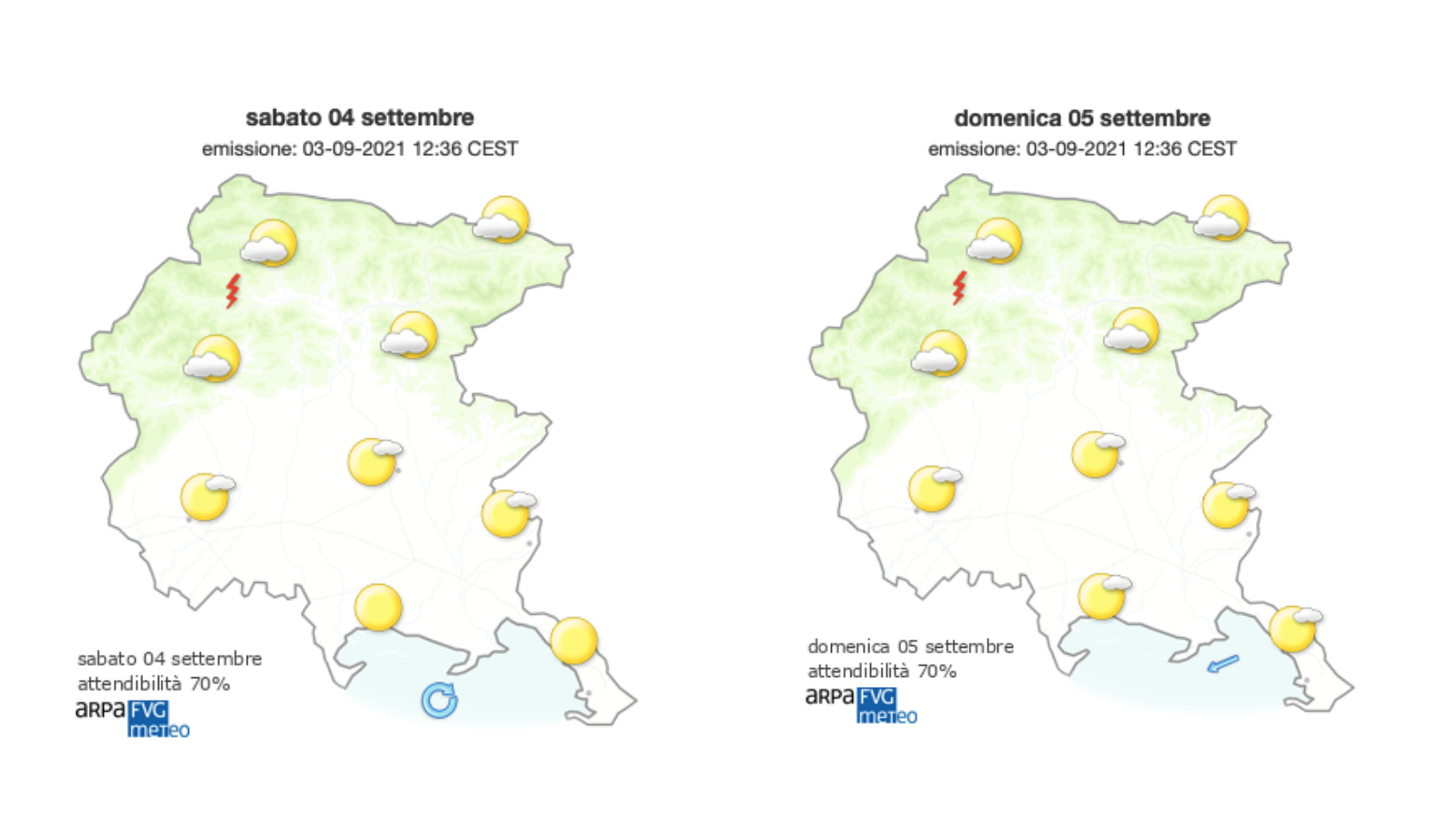 Meteo, sabato di sole e caldo sul Goriziano con venti di brezza